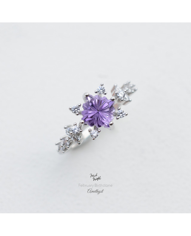 February Birthstone-Amethyst Stamp Ring